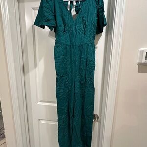 LOFT Teal V-Neck Jumpsuit